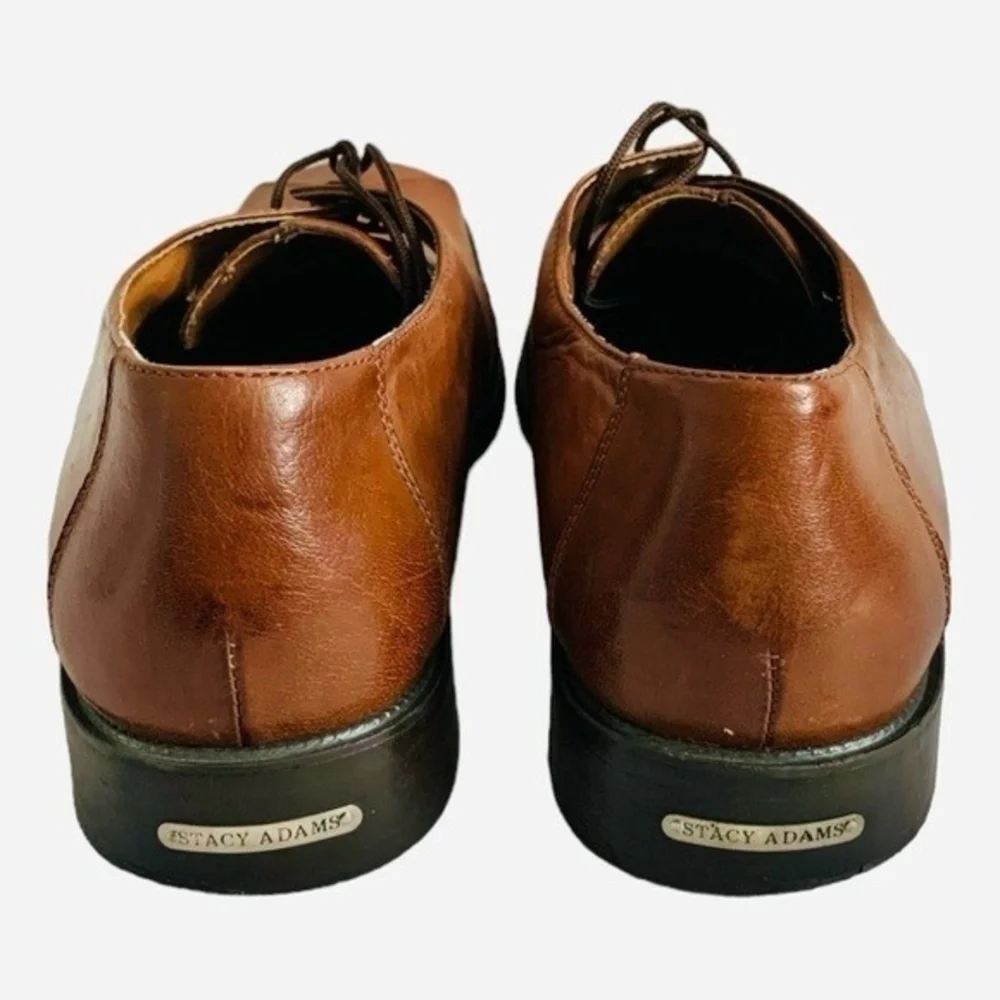 Stacy Adams Brown Leather Oxford Split Cap Toe Lace Up Dress Shoes Men Size 12